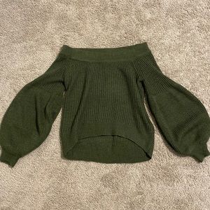 Off shoulder green sweater